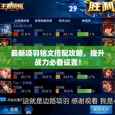 最新项羽铭文搭配攻略，提升战力必备设置！